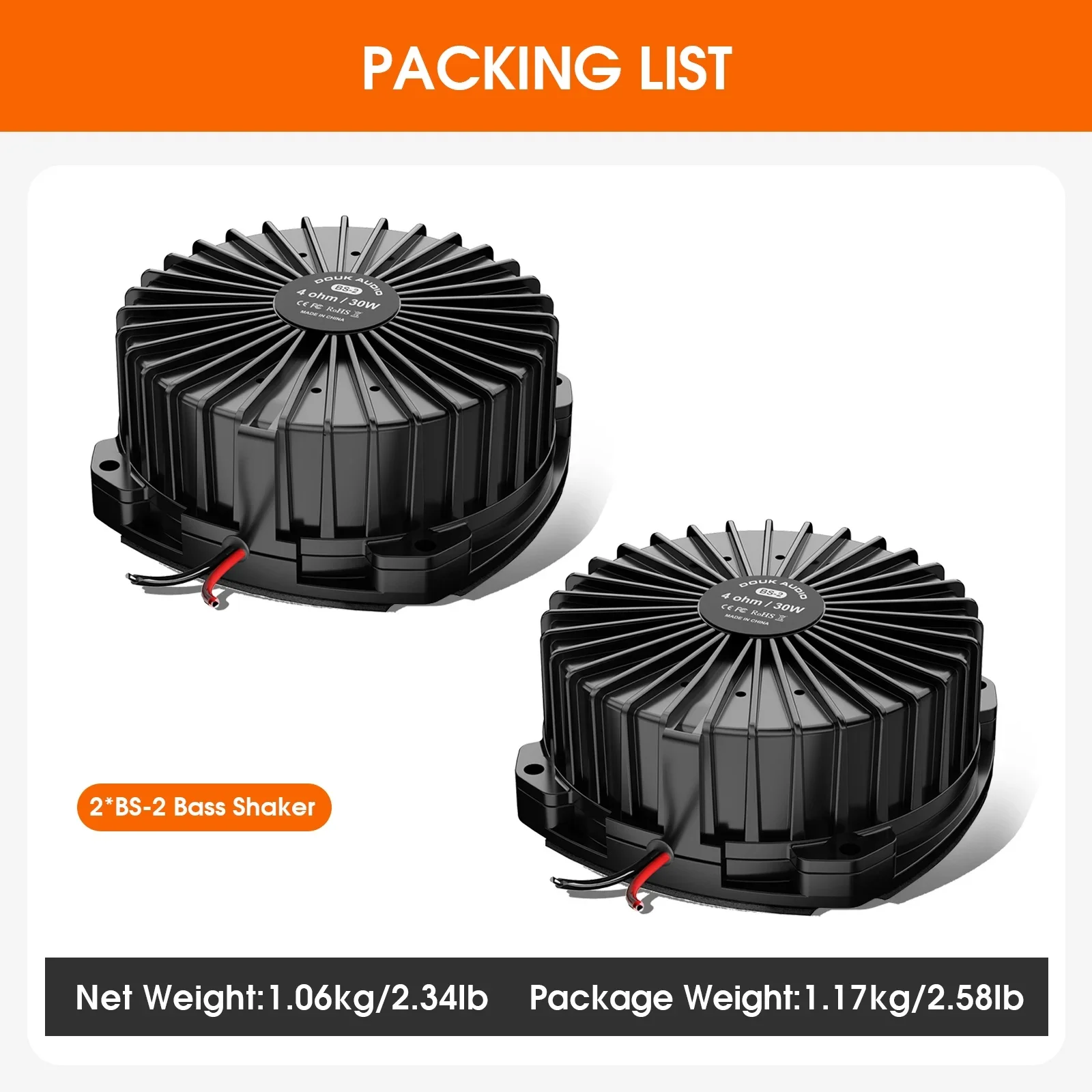 Douk Audio BS-2 30W 4Ω Bass Shaker for Gaming Chair Sim Racing Rig Immersive Vibration Home Theater 1PC/2PCS view 6
