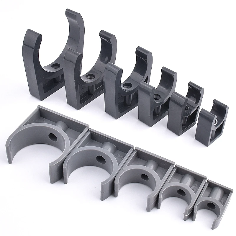 1/5/20 Pcs UPVC Dark Gray Plastic U-shaped Clamp Aquarium Water Pipes Fixed Pipe Clip Garden Irrigation Pipeline Fixed Accessory