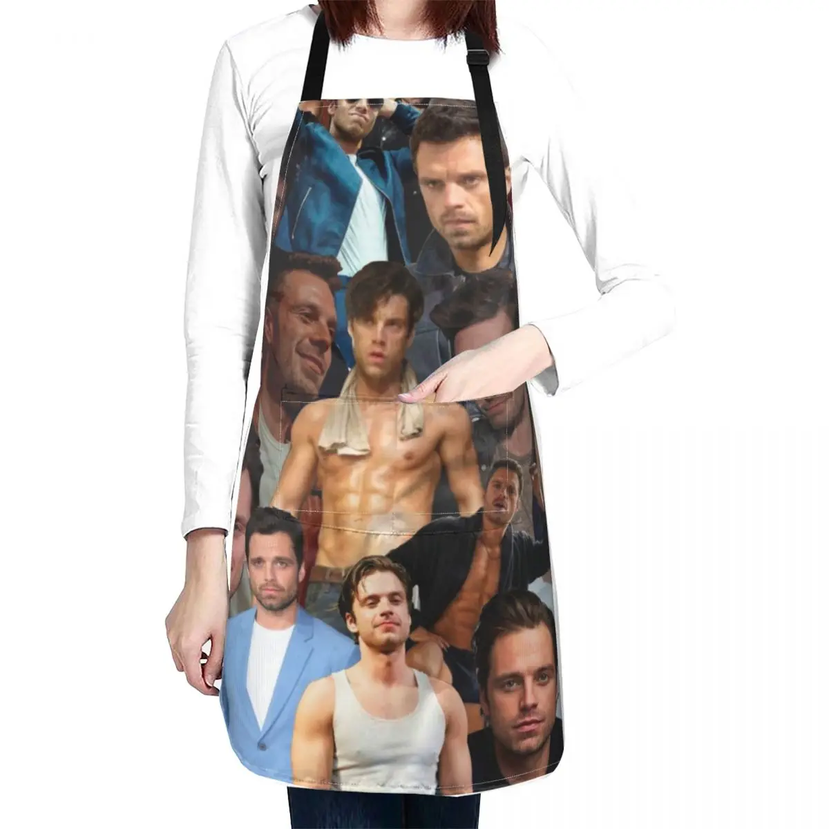 Sebastian Stan Photo Collage Apron beauty master manicurist For Cosmetologist Apron