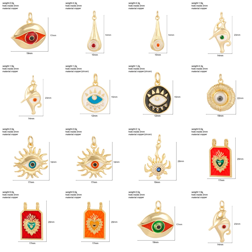 Punk Evil Blue Eyes And Tarot Card Pendants Charms For Jewelry Making Supplies Gold Color Dijes Diy Necklace Keychain Accessory