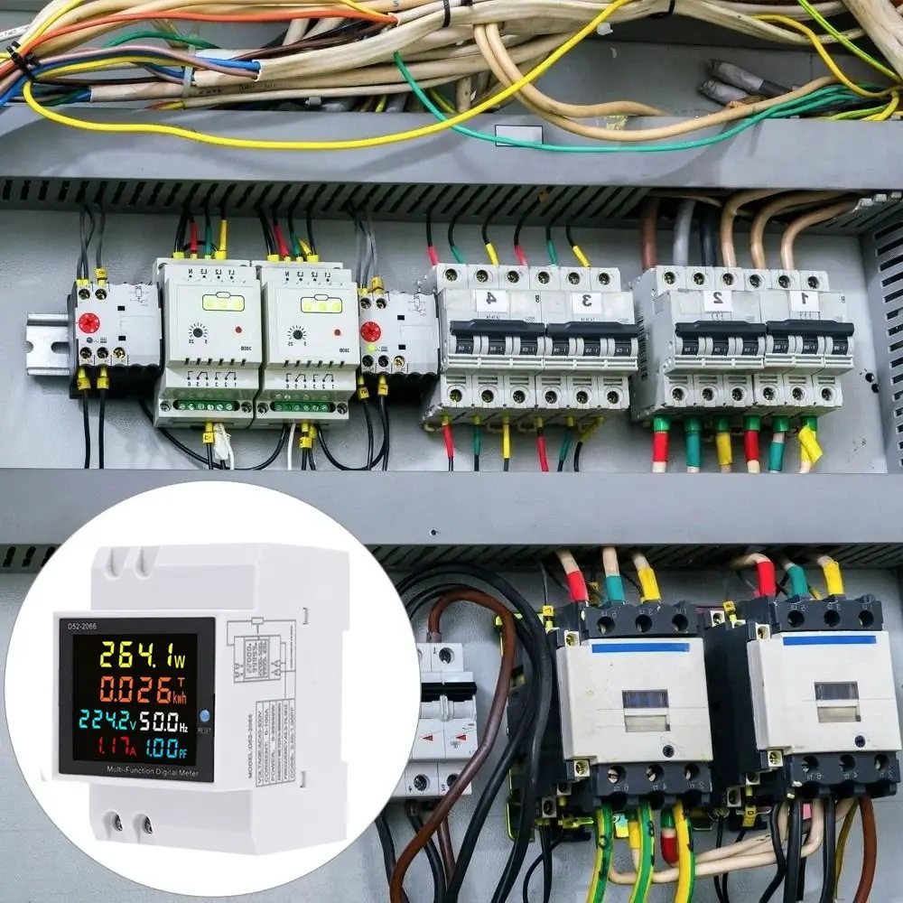 6IN1 Function Din Rail AC Monitor 100A Current LED Display Multi-function Meter Active KWH Power Factor Electric Energy Meter