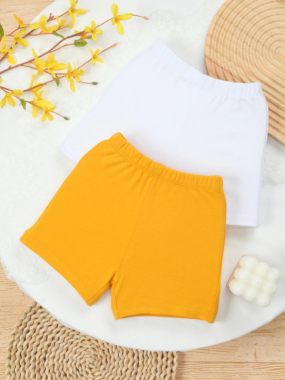 

Комплект из 2 шорт из мягкого хлопка для детей: летние шорты для мальчиков и девочек, однотонные, повседневные, для улицы, базовые и удобные