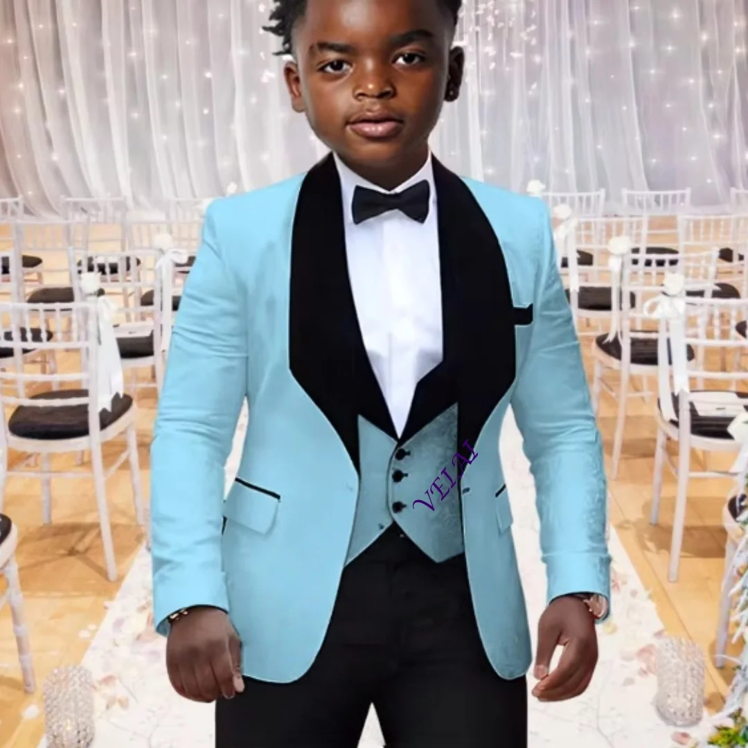 3 piece fe gorgeous jacquard boy suit set elegant little groomsmen wedding dress formal prom children's slim fit