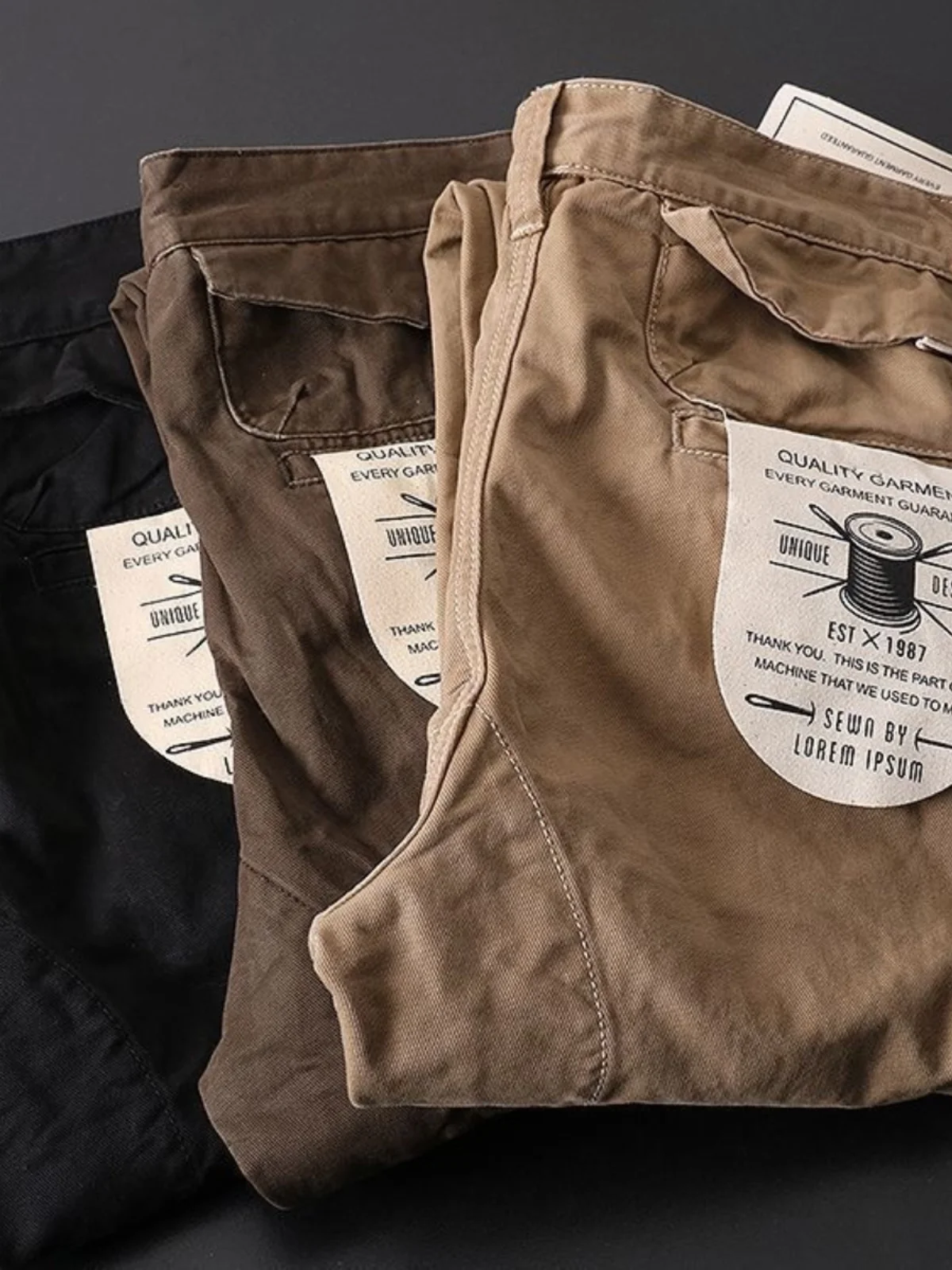 

Men's Loose High Waist Cotton Work Trousers Wear-Resistant Casual Straight Leg Tactical Pants Multi-ket Long Trousers