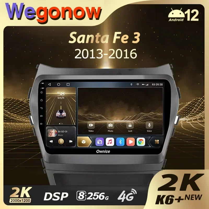 Ownice K6+ 2K for Hyundai Santa Fe 3 2013 - 2016 Car Radio Multimedia Video Player Navigation Stereo GPS Android 12 No 2din Dvd