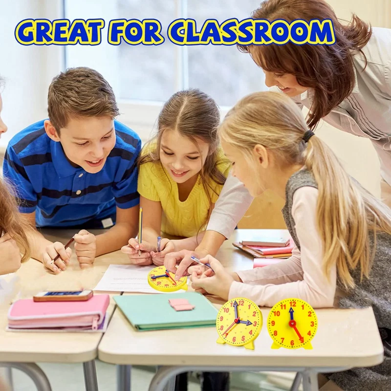 4 Inch Student Learning Clock Time Model Teacher Gear Clock Two-Hand Linkage Clock Model