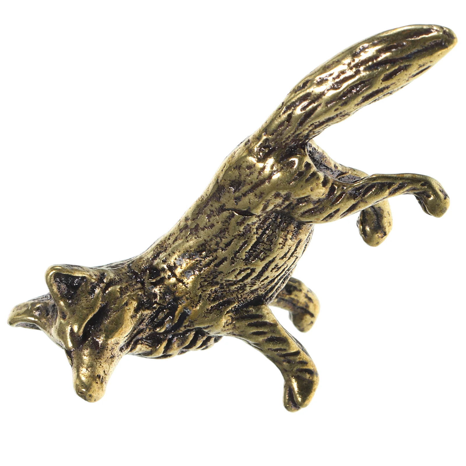 Brass Fox Ornament Danimals Gold Decor Ornaments Desktop Statue Figurine Office Room