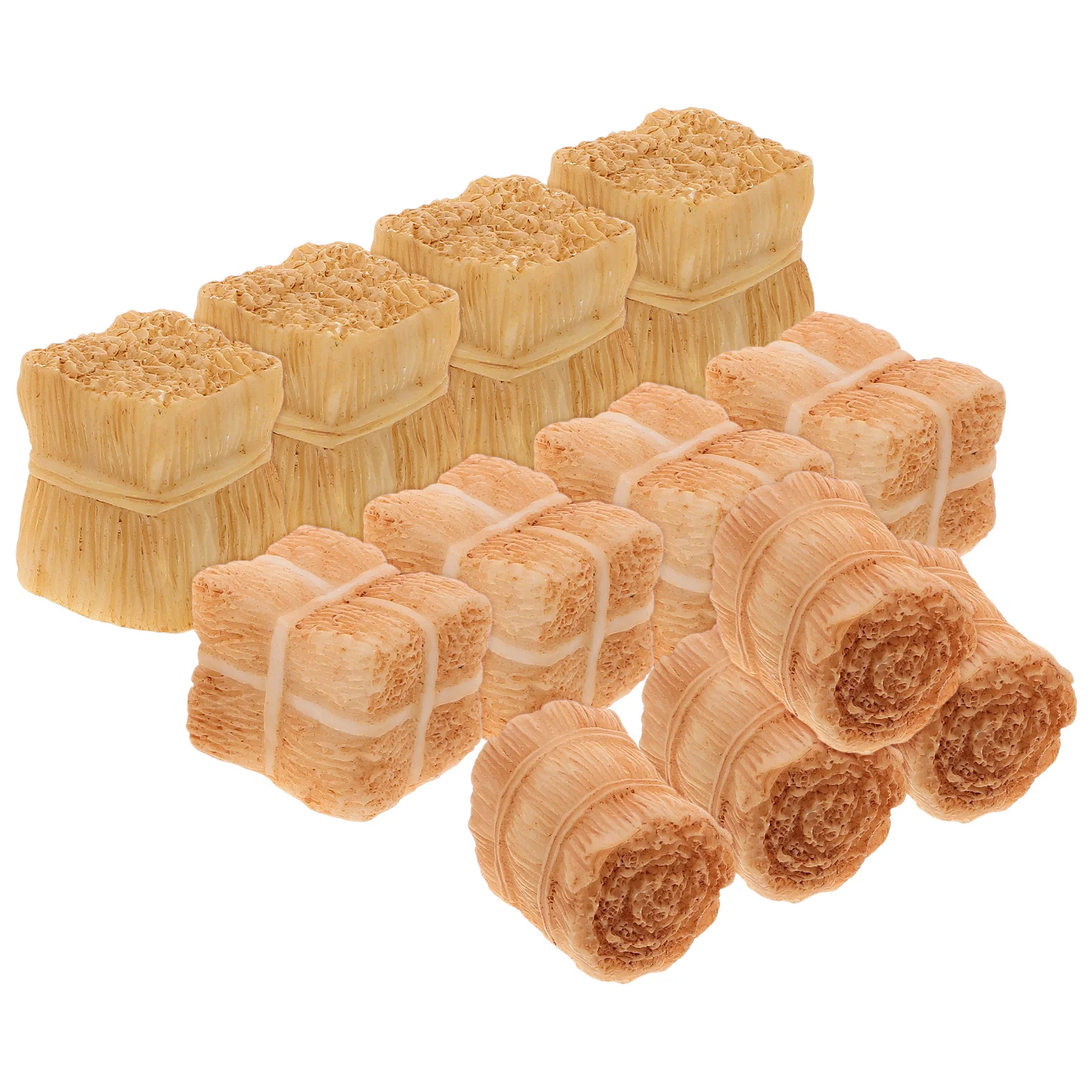 

12Pcs Mini Farm Straw Decorations Resin House Yard Scene Micro Landscape Gardening Miniature Artificial Straw Bales