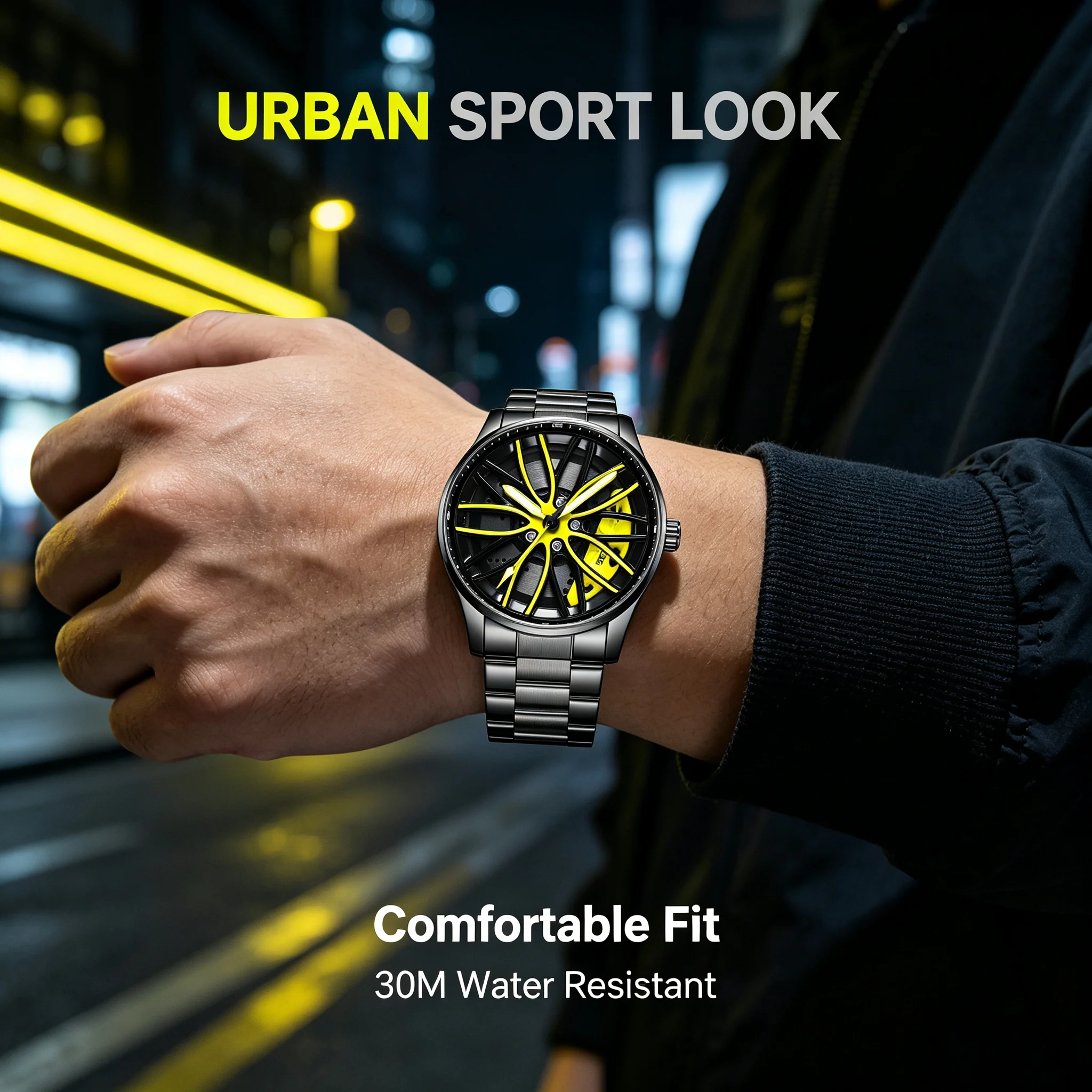 Fashion Men Sports Watch Car Wheel Watches Men's Quartz Watch Stainless Steel Waterproof Luminous relógio masculino