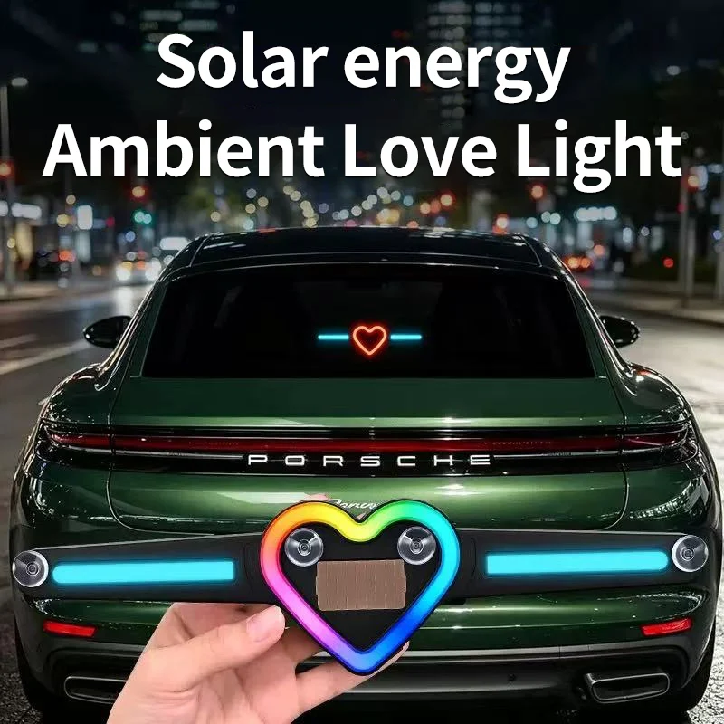 Car solar heart-shaped blue LED ambient light USB rear window heart-shaped imitation intelligent driving atmosphere light