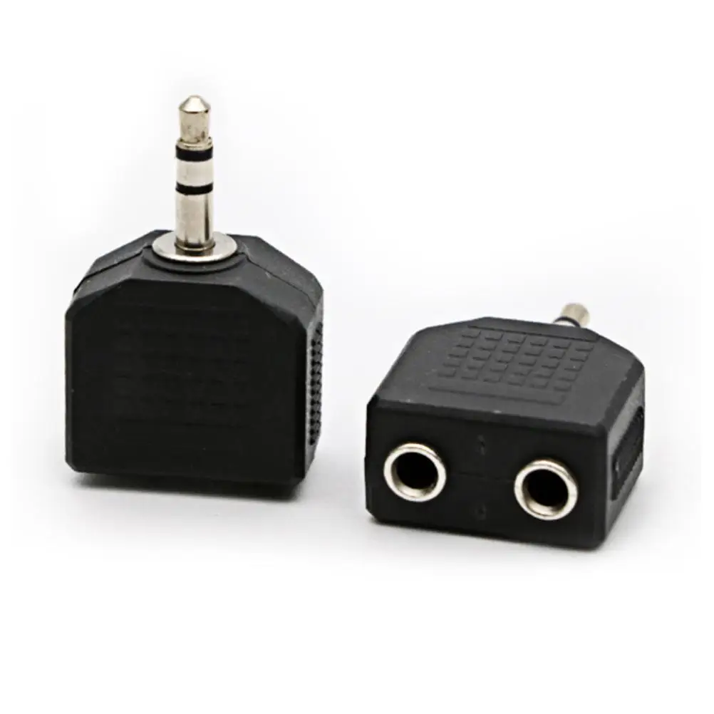 2 Pcs Headphone Adapter Converter Audio Double Mono Dispenser .5mm Splitter