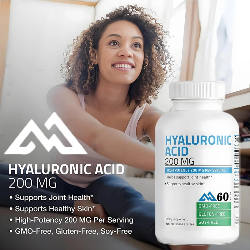 

Hyaluronic acid 200mg high-efficiency joint health and healthy skin support, non GMO, 60 vegetarian capsules