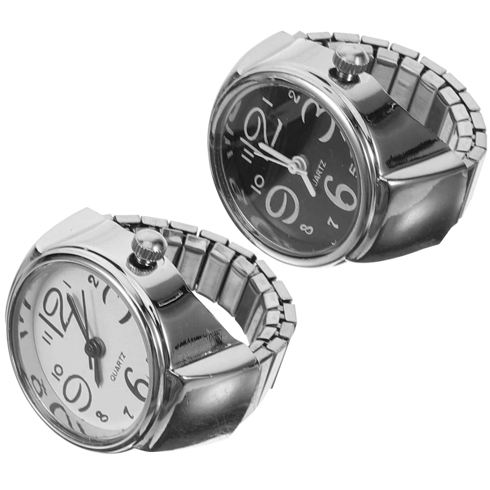 2 Pcs Couple Clock Ring Boy Finger Watch Decor Rings for Girls Stylish Casual Zinc Alloy Women