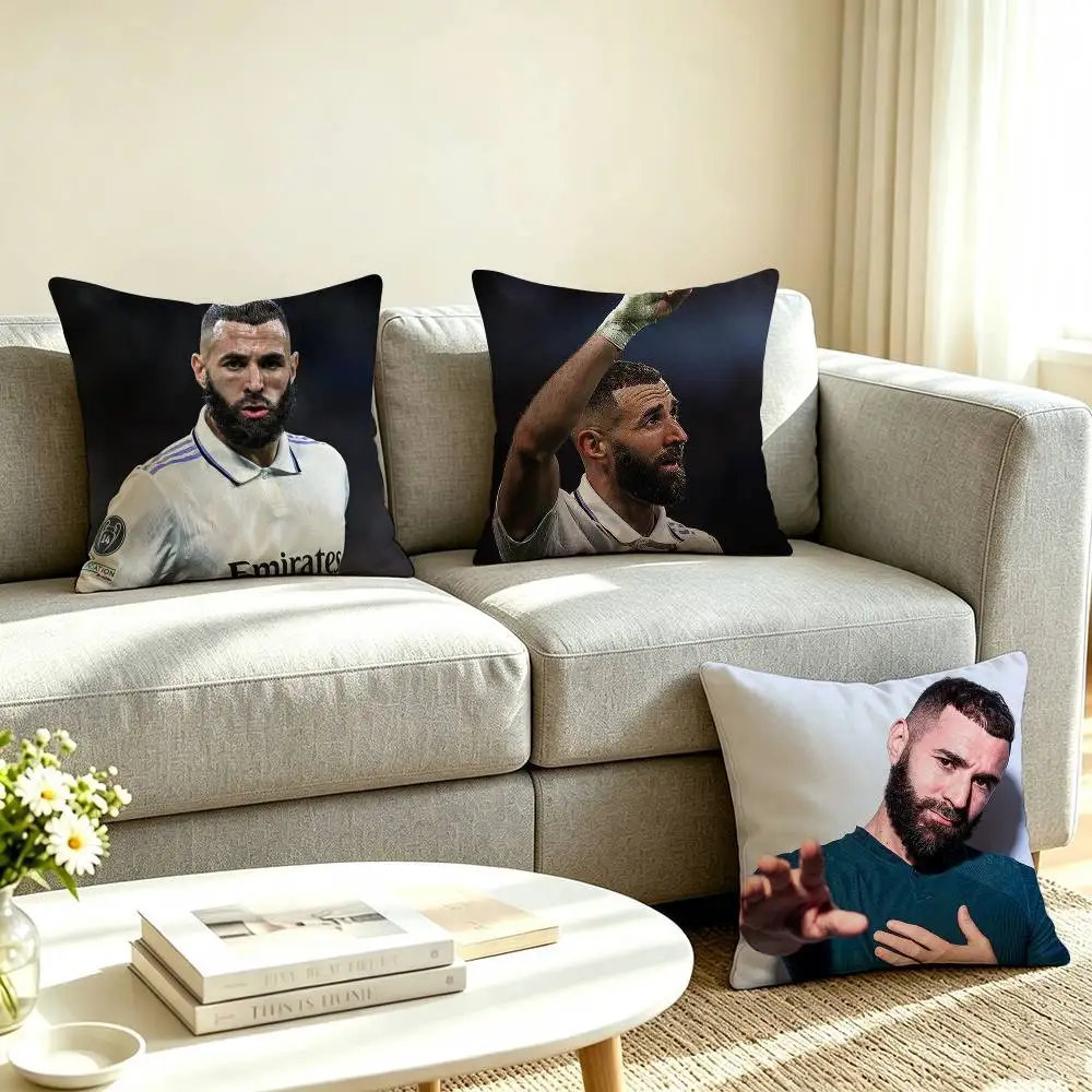 K-Karim Benzema Football Player Pillow Case Square Double-Sided Sofa Cushion Cover Bedroom Bedside Pillow