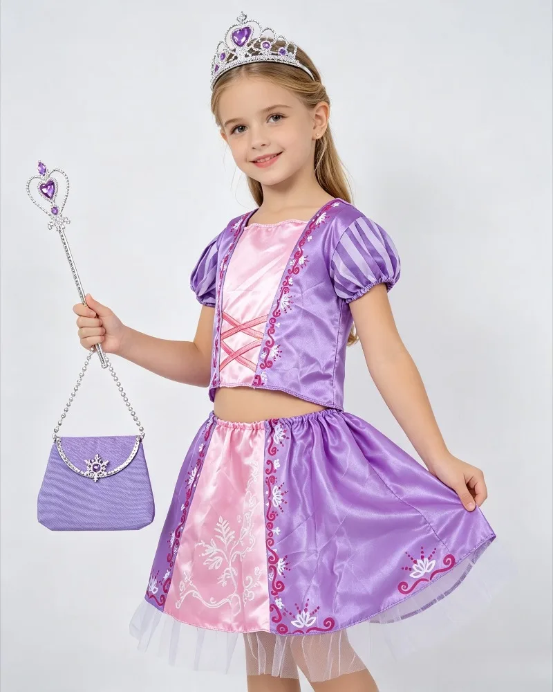 Princess Tutu Dress Gift Set Little Girls Fluffy Skirt Outfit Box Kids Daily Photo Attire Hairband Wand Gloves Full Clothing Kit