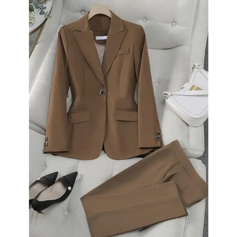 Women's Suit Pants Set Office Casual Spor Sle Autumn Winter New Arrival Cross-Border Seven-Quarter Sve T-irt