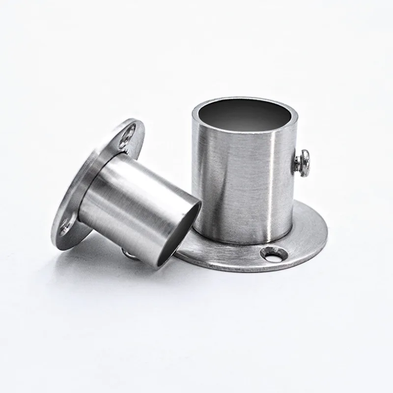 WEPICK 304 Stainless Steel Pipe Bracket 19-32mm Dia Tube Support Flange Seat  Wardrobe Hanging Rail Rod Pole Socket End Holder