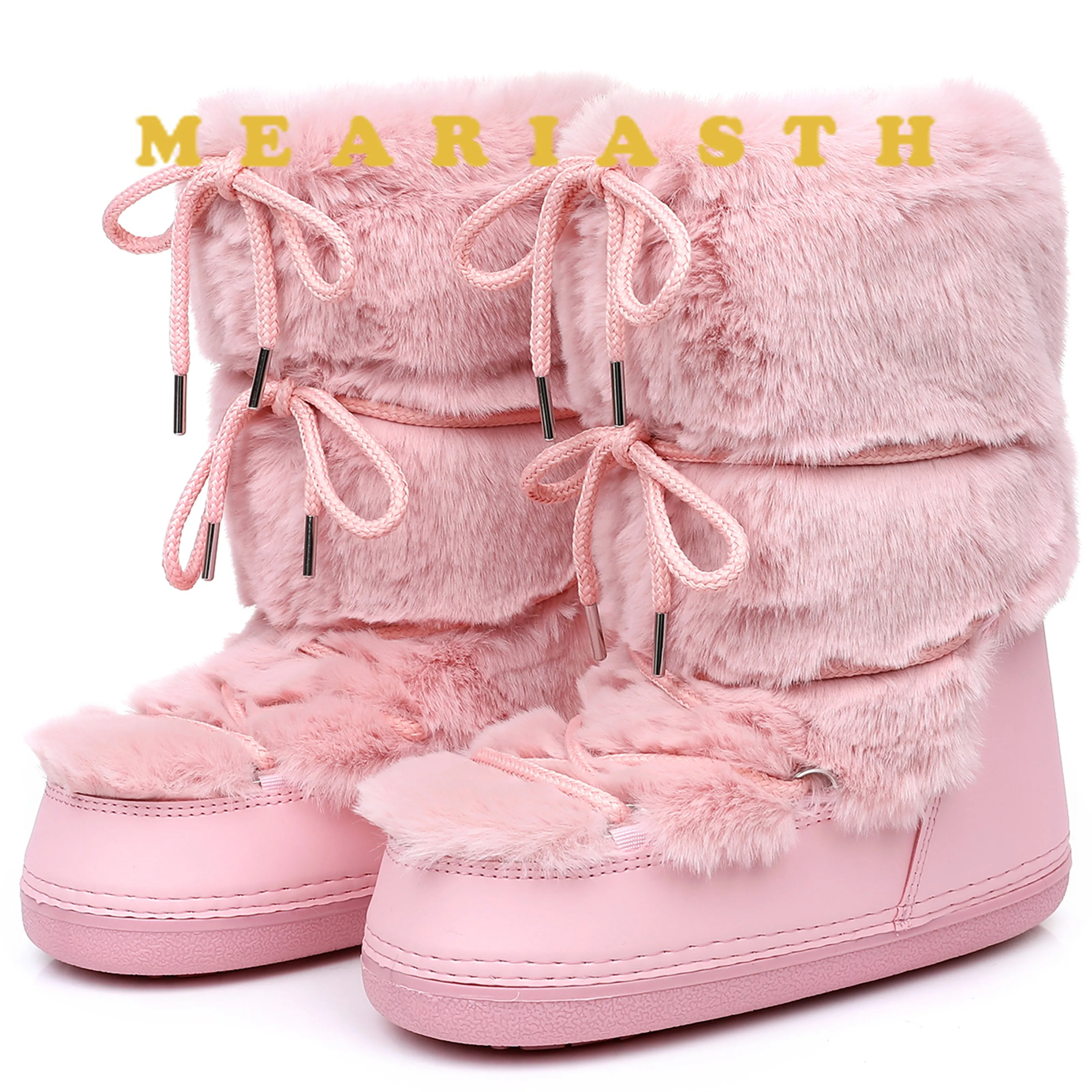 Bottes de fourrure moelleuse 2025 mode d'hiver Sexy fausse fourrure de renard plate-forme bottes de neige dames fourrure chaud coton bottes femme bottes d'extérieur