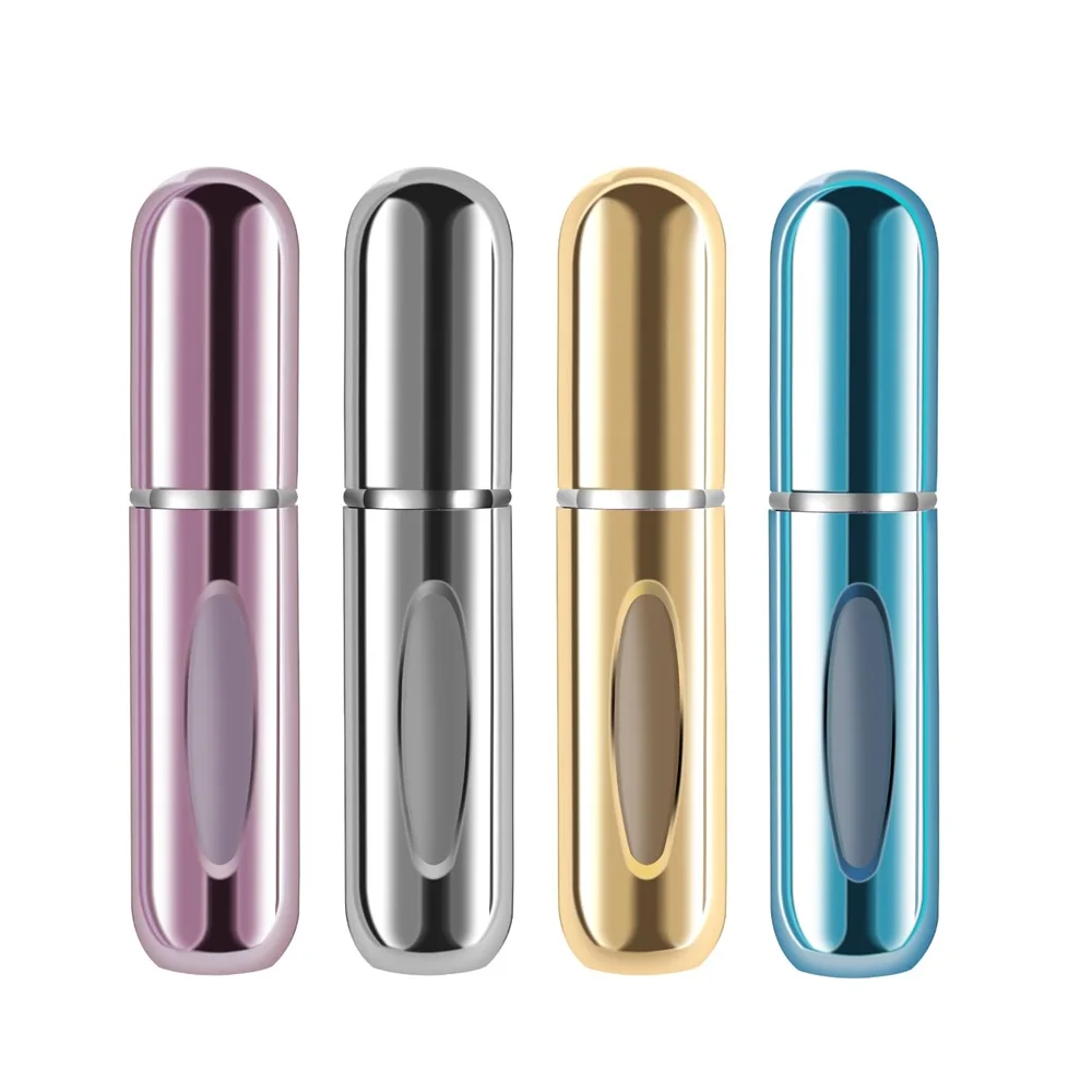4 Stück 5ml Parfümzerstäuber, Nachfüllbarer Parfüm-Zerstäuber Taschenvernebler, Tragbare Mini-Parfümsprühflasche, Parfümzerstäuber mit Sichtfenster, ideal für Spaziergänge, Reisen und Ausflüge