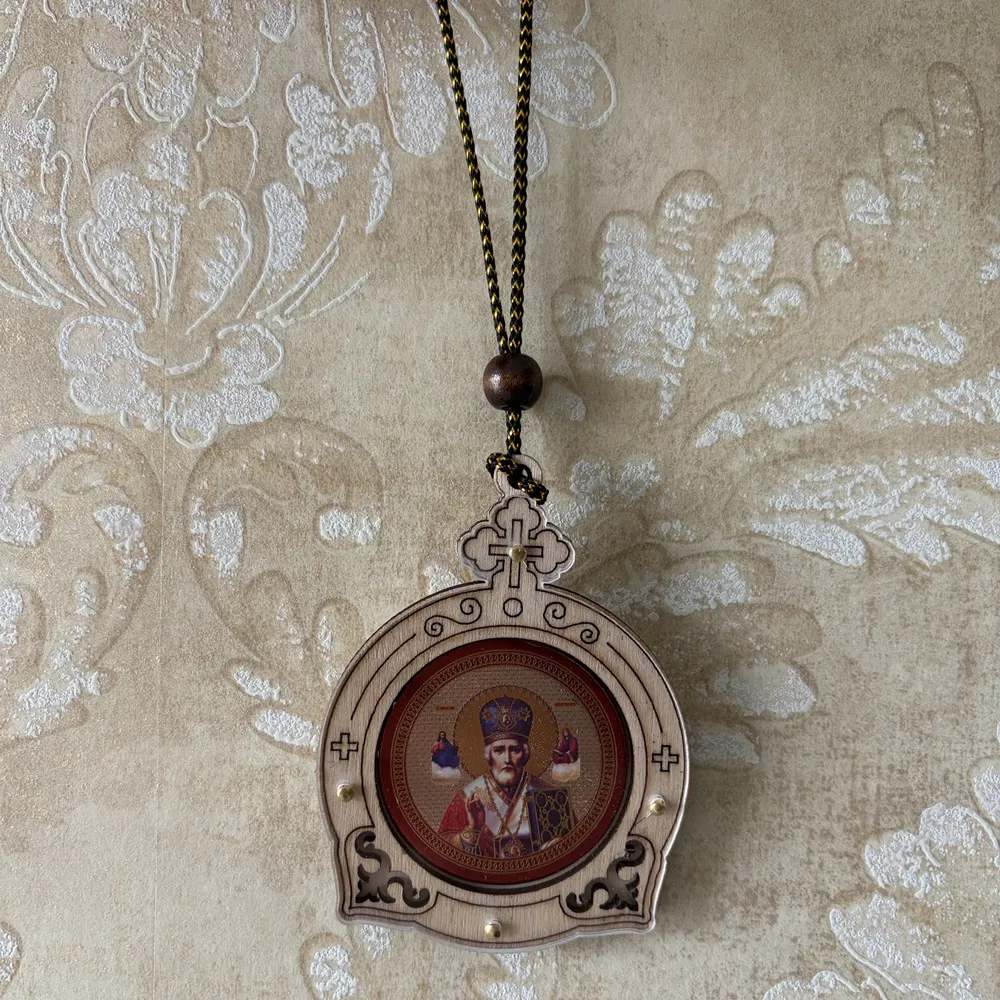Orthodox Virgin Mary Wood Icon Jesus Gold Holy Father Church Utensils Wall Christ Ornament