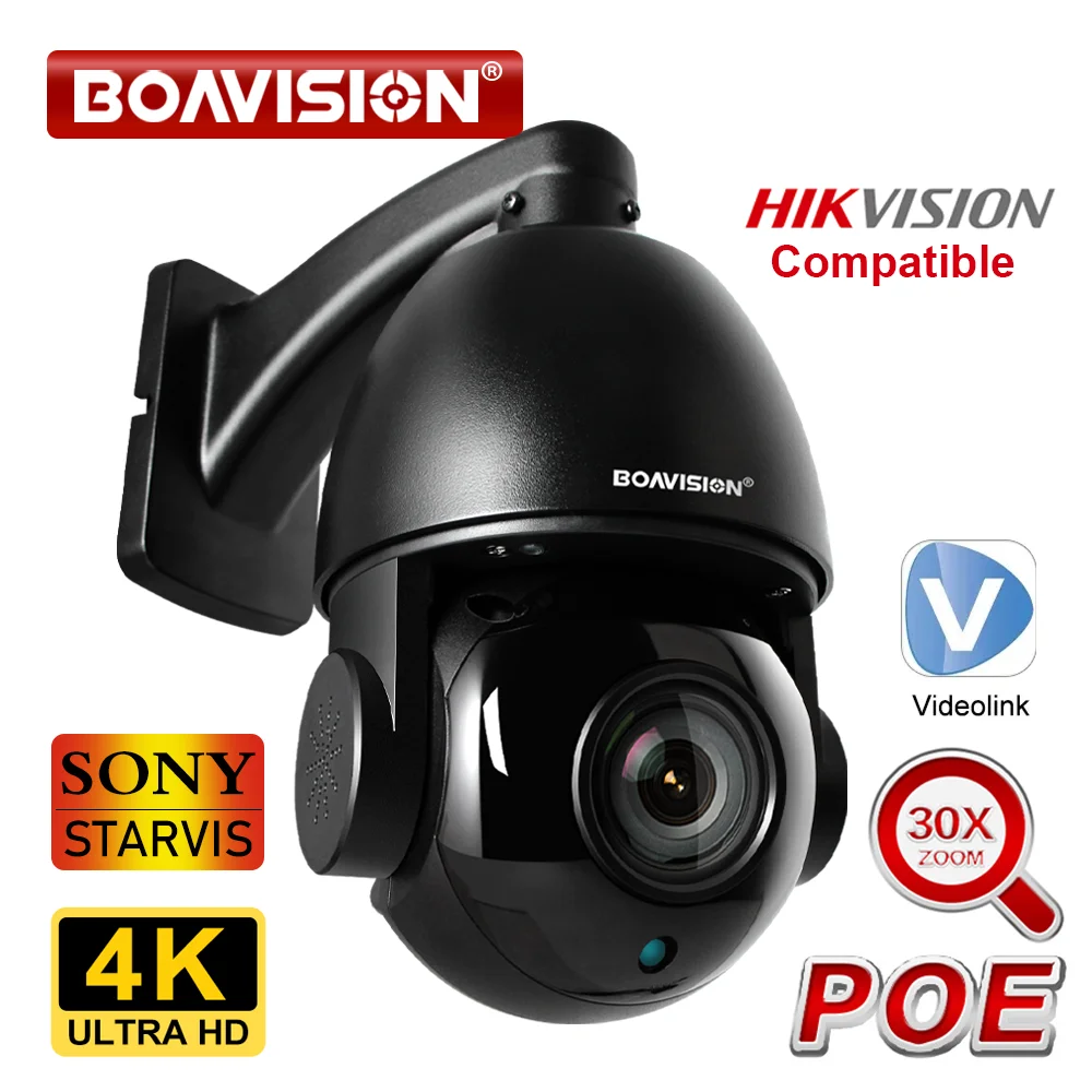 4K 8MP 5MP IP Camera Outdoor PTZ POE 30X Zoom H.265 Dome Speed Night Vision IR 80M CCTV Camera Hikvision Protocol Compatible