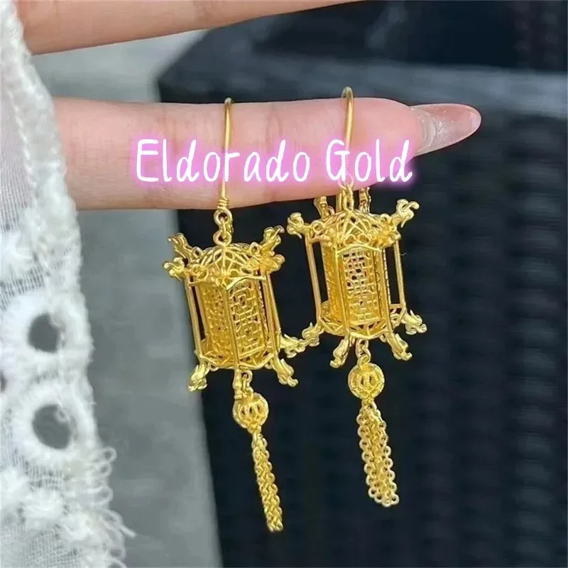 

Золотые серьги Eldorado Gold Eldorado 2025: Новые женские серьги-подвески в виде дворцовых фонарей из высококачественного золота 750 пробы (18 карат), винтажные, изысканные, французский стиль