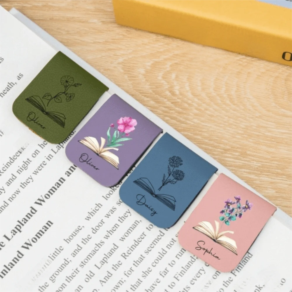 

New Leather Magnetic Bookmark Diy Rectangle Shape Magnetic Money Clip Elegant Book Reading Tracker Gift