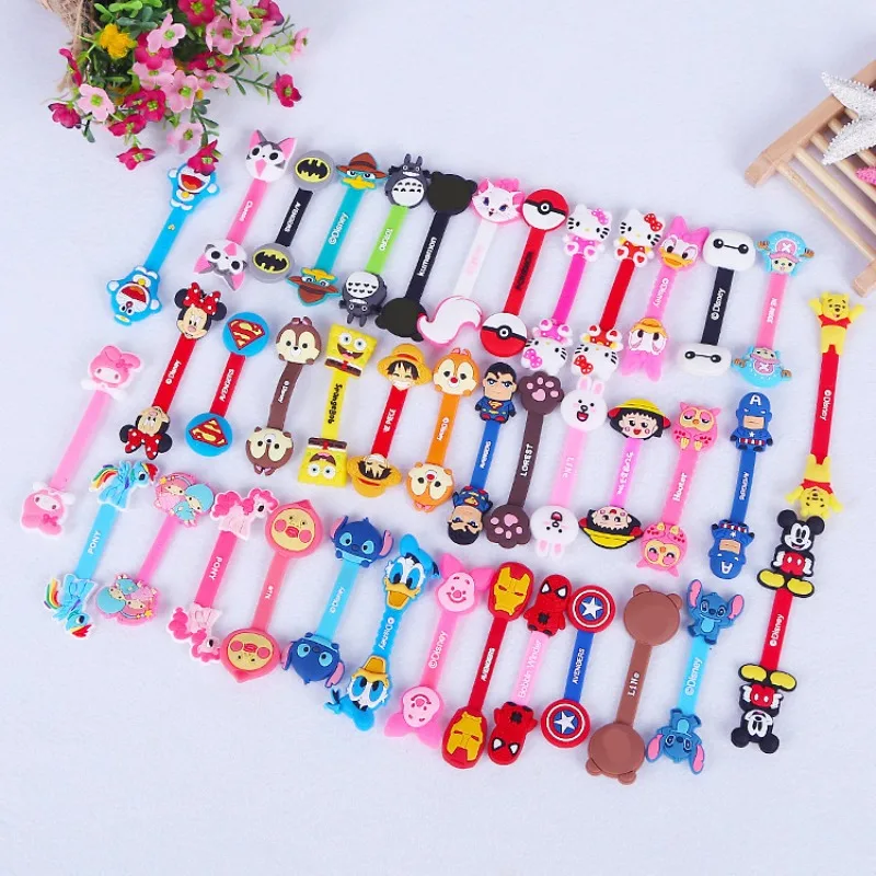 

100pcs Disney Mickey Mouse Cable Winder Random Organizers Cord Management Cartoon Data Line Bobbin Winder Straps Earphone Clip
