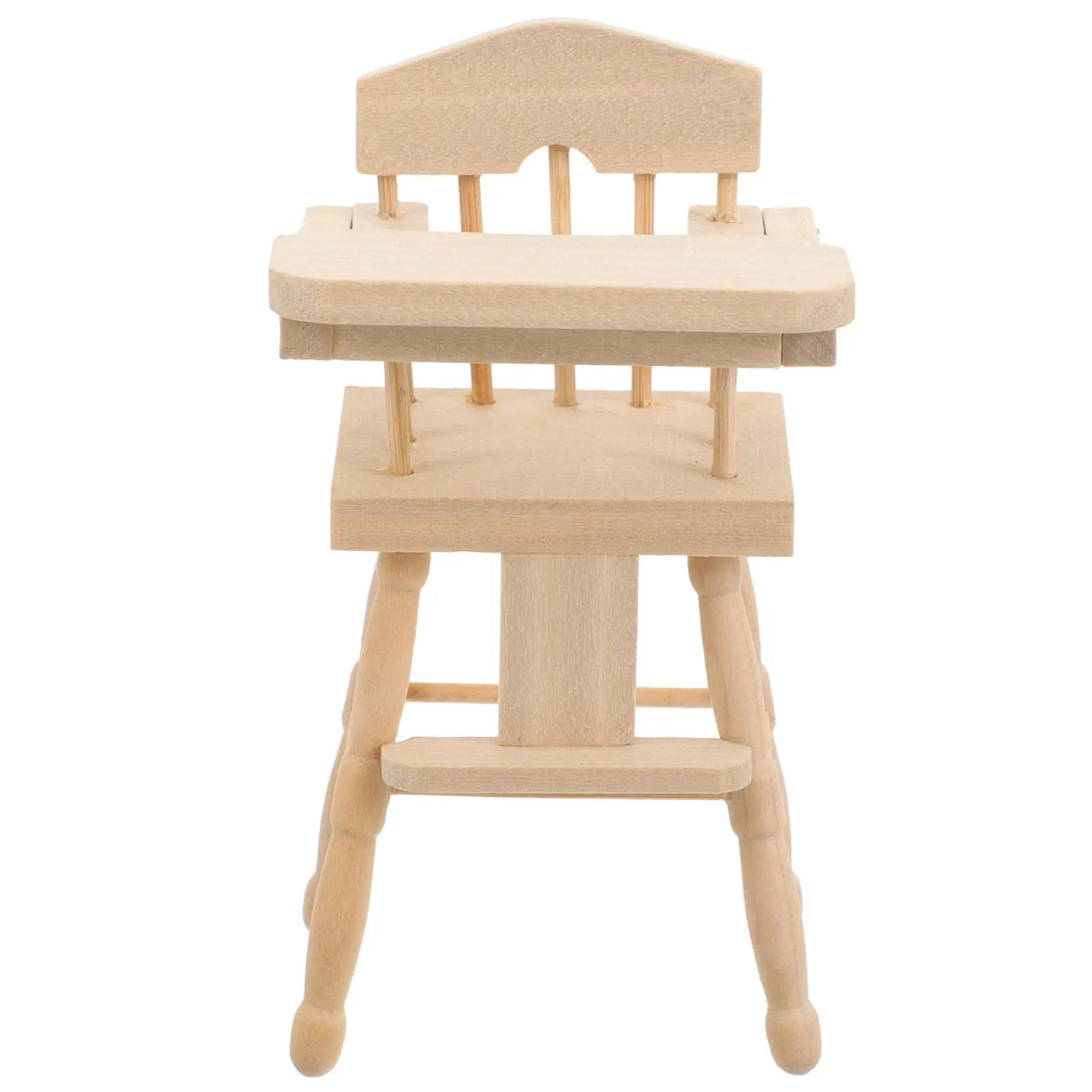 

Miniature Wooden Highchair for Mini House Decoration Realistic Craftsmanship Small Size Lovely Shape Photo Prop Desktop