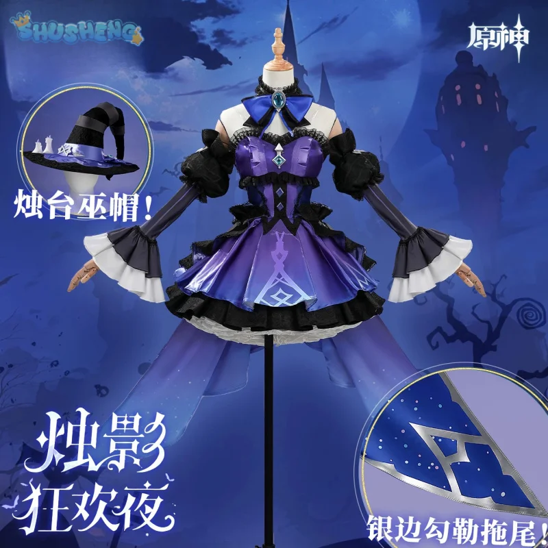 

Игра Genshin Impact Wonderland Manekin Косплей Костюм Candlelit Revelry Платье Шляпа Хэллоуин Вечеринка Женщины Девушки Ролевая Игра Наряд