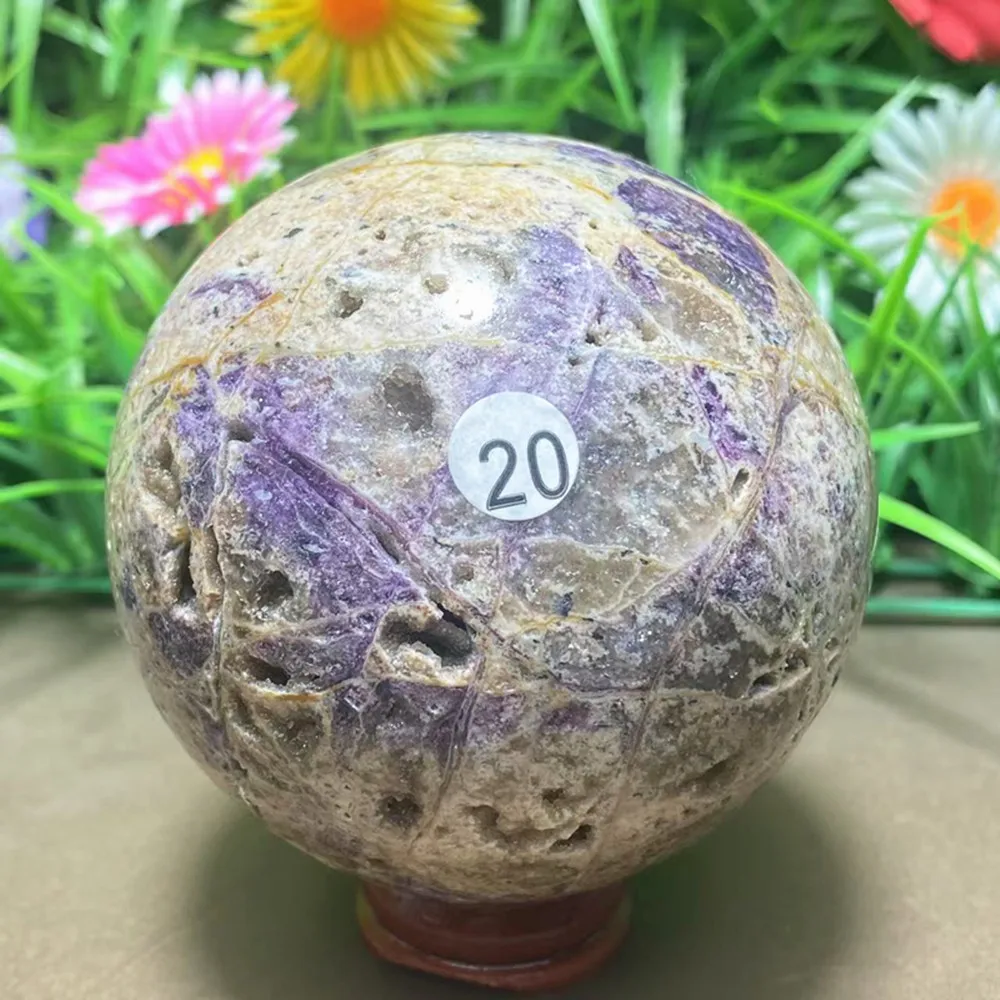 Natural quartz crystal hand-polished geode ball chakra home decor gift