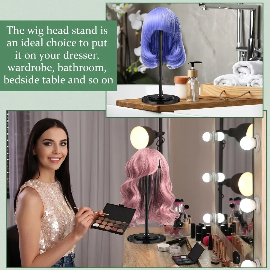 Shimeyao 8 stuks verstelbare pruikenstandaard 4,53 tot 14,37 inch draagbare pruikenhoofdhouders plastic hoedenstandaards voor weergave antislip nep