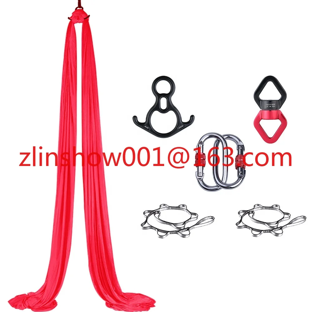 

New 8.5m 100% high strength nylon 18 color MOQ aerial yoga silk yoga skills training (red) Aerial Yoga Silks Fly Trapeze