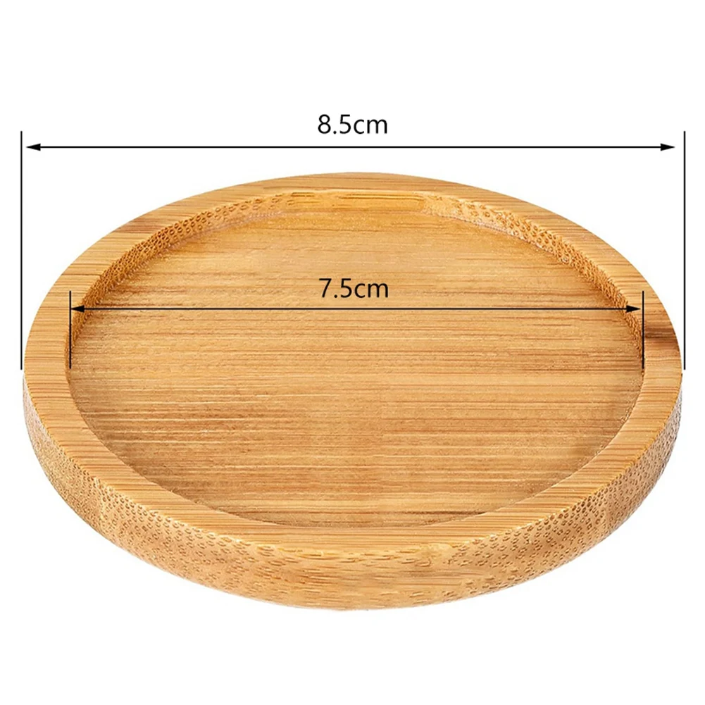 

AB33-Bamboo Plant Saucer 3.3 Inch Succulent Pot Tray Flower Plant Holder, Round Drainage Tray 24 Pack
