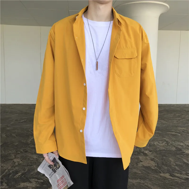 

Fashion Lapel Solid Color Button All Match Shirts Men Clothing 2024 Spring New Oversized Casual Male Loose Korean Shirts N407