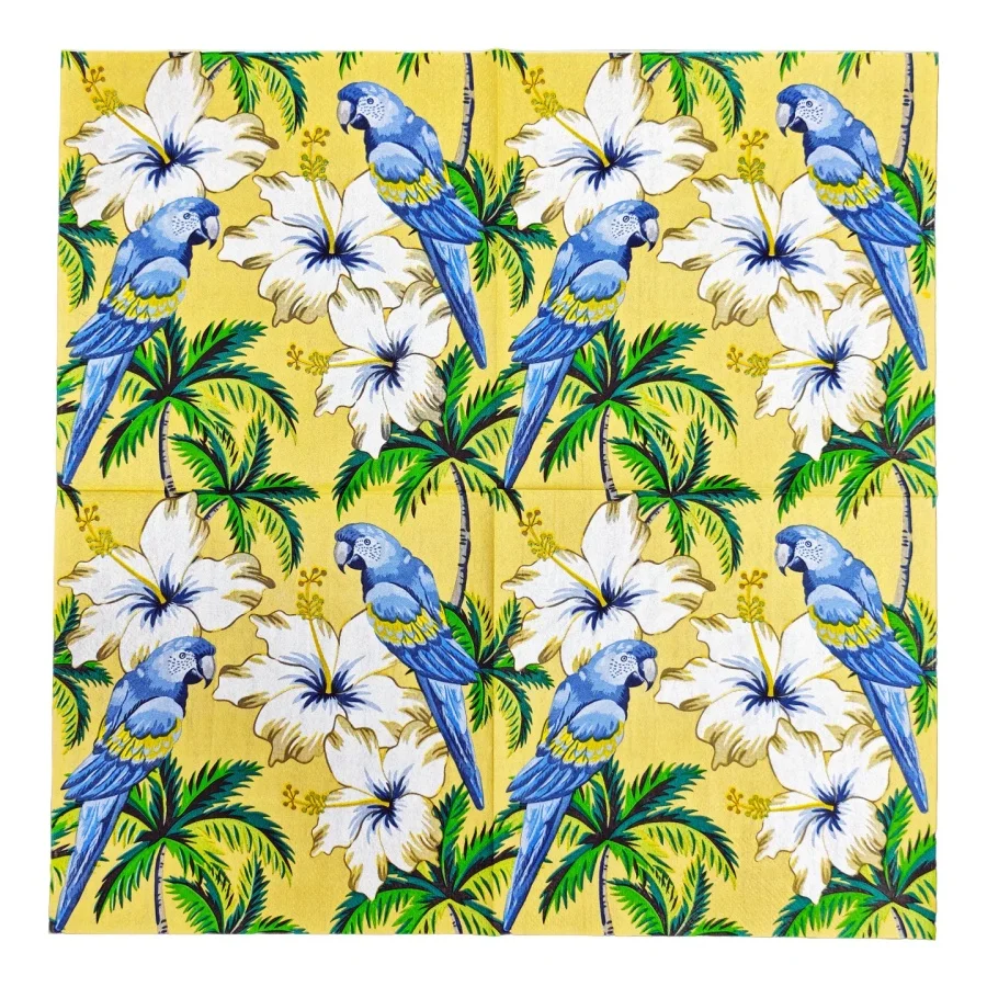 Disposable Paper Napkins 20Pcs Tropical Parrot Hibiscus Palm Print Party Napkin for Wedding Birthday Table Decor - view 3