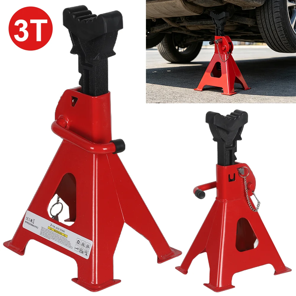 2 supports d'essieu de 3 tonnes, réglables en hauteur de 29,5 cm à 43 cm, en acier robuste, pour voiture, fourgonnette, camion, garage, atelier, outils.