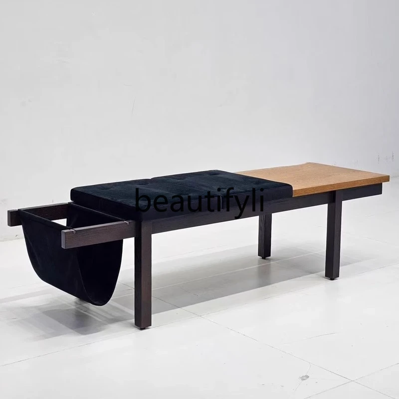 

New Chinese Style Solid Wood Entrance Hall Shoe Changing Bench Living Room Storage Seat Bench Dining Room Long Bench