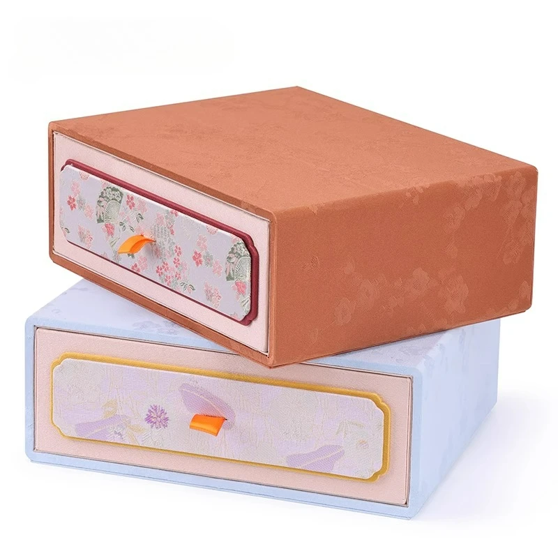 Drawer style desktop jewelry storage box, earrings, rings, wooden storage box