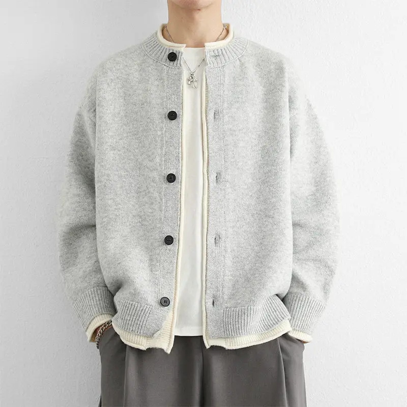 

Высококачественный вязаный кардиган для мужчин: весенне-осенняя верхняя одежда с воротником-стойкой, зимняя верхняя одежда, теплый, дышащий, с длинными рукавами