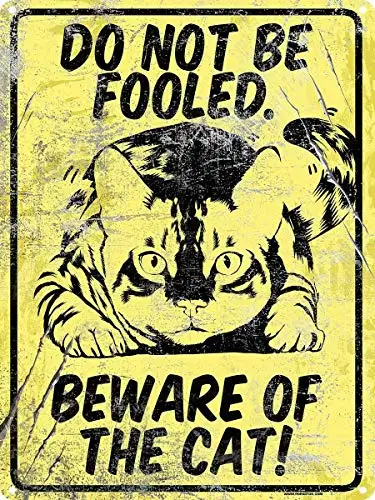 Metall-Blechschild „Beware of The Cat“-Thema
