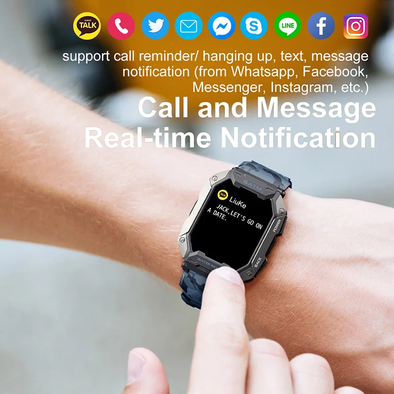 LIGE Military Smart Watch Men 5ATM Waterproof Smartwatch For Android iOS Fitness Swim Bracelet Camouflage Digital Watch Outdoor