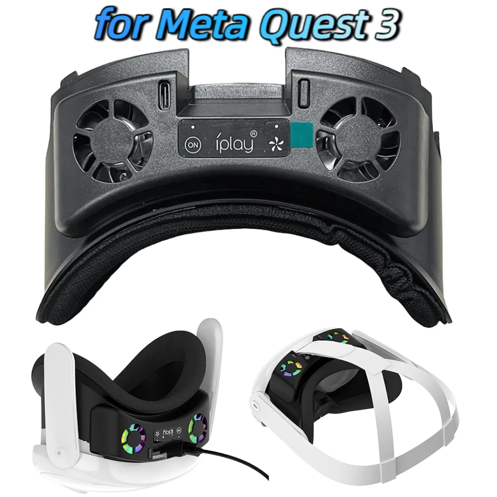Copertura per il viso con ventola di raffreddamento Radiatore interfaccia facciale con luce RGB con nasello anti-perdite per cuffie Meta Quest 3 VR