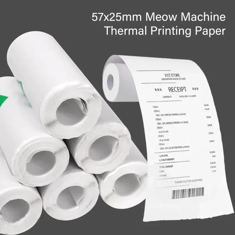 5-1Rolls Mini Printer Paper 57x25mm Self-adhesive Thermal Paper HD Color Label Printers for Inkless Student Study Pocket Printer