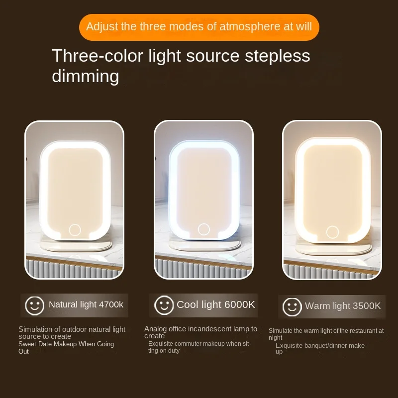 "Bedrukt patroon desktop cosmetische spiegel met flip cover opvouwbaar draagbaar voor thuiskantoor slaapzaal student reisgrootte opties"