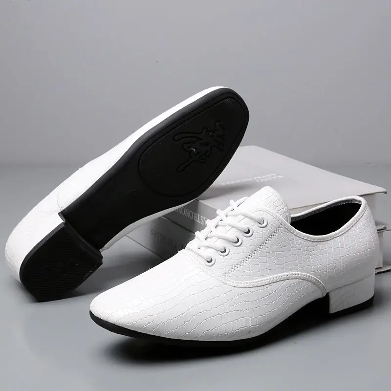 White Stone Pattern New Dance Shoes Square Dance Shoes Soft Sole Social Dance Shoes Leather Latin Dance Sneakers