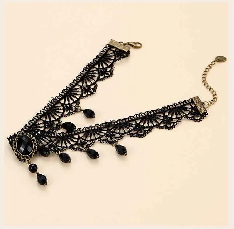 Schwarze Spitzen-Halskette für Damen und Mädchen, Gothic-Punk-Lolita-Halskette, Vintage-Halloween-Kostüm-Accessoire, Schmuckgeschenk. – Detail 3