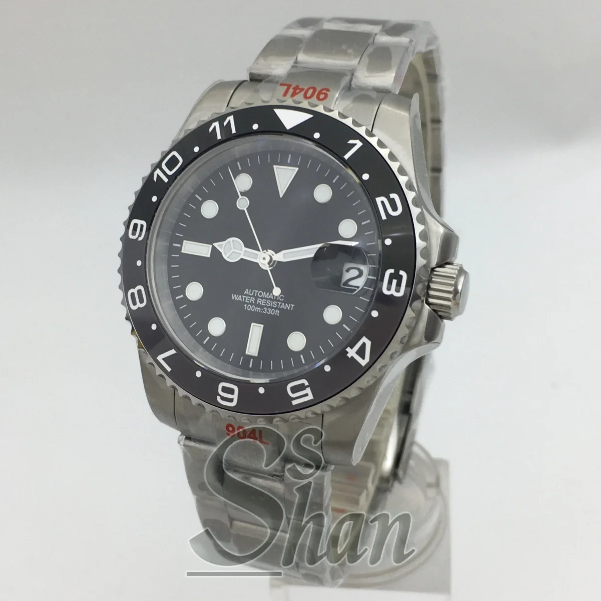 ساعة رجالية فاخرة 38 ملم 40 ملم NH35A PT5000 حركة أوتوماتيكية إطار سيراميك أسود ورمادي زجاج ياقوتي قرص مضيء وأيدي