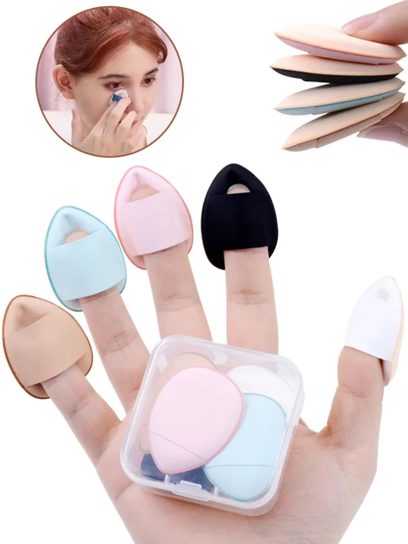 5/10Pcs Mini Finger Puff Foundation Kleine Air Kissen Pulver Schwamm Gesicht Concealer BB Creme Kosmetische Applikator Make-Up werkzeuge – Detail 1