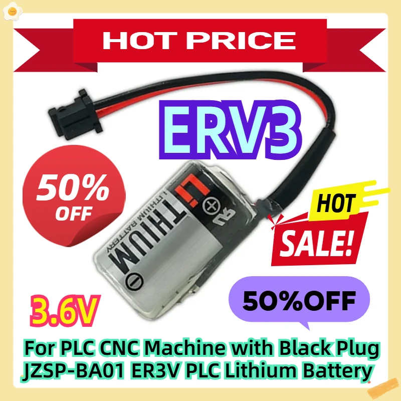 

For PLC CNC Machine with Black Plug JZSP-BA01 3.6V ER3V PLC Lithium Battery